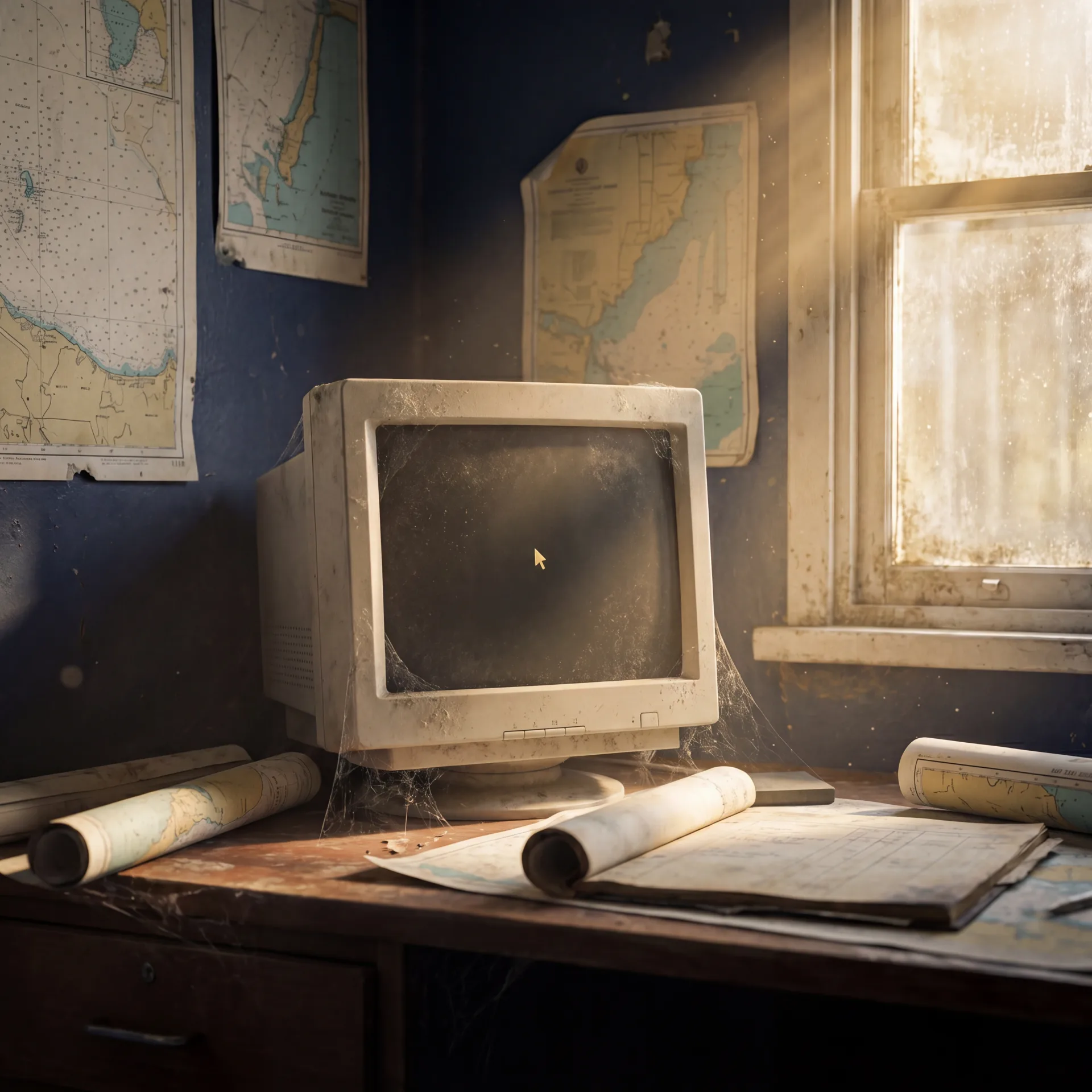 Alte Webseite — staubiger CRT-Monitor