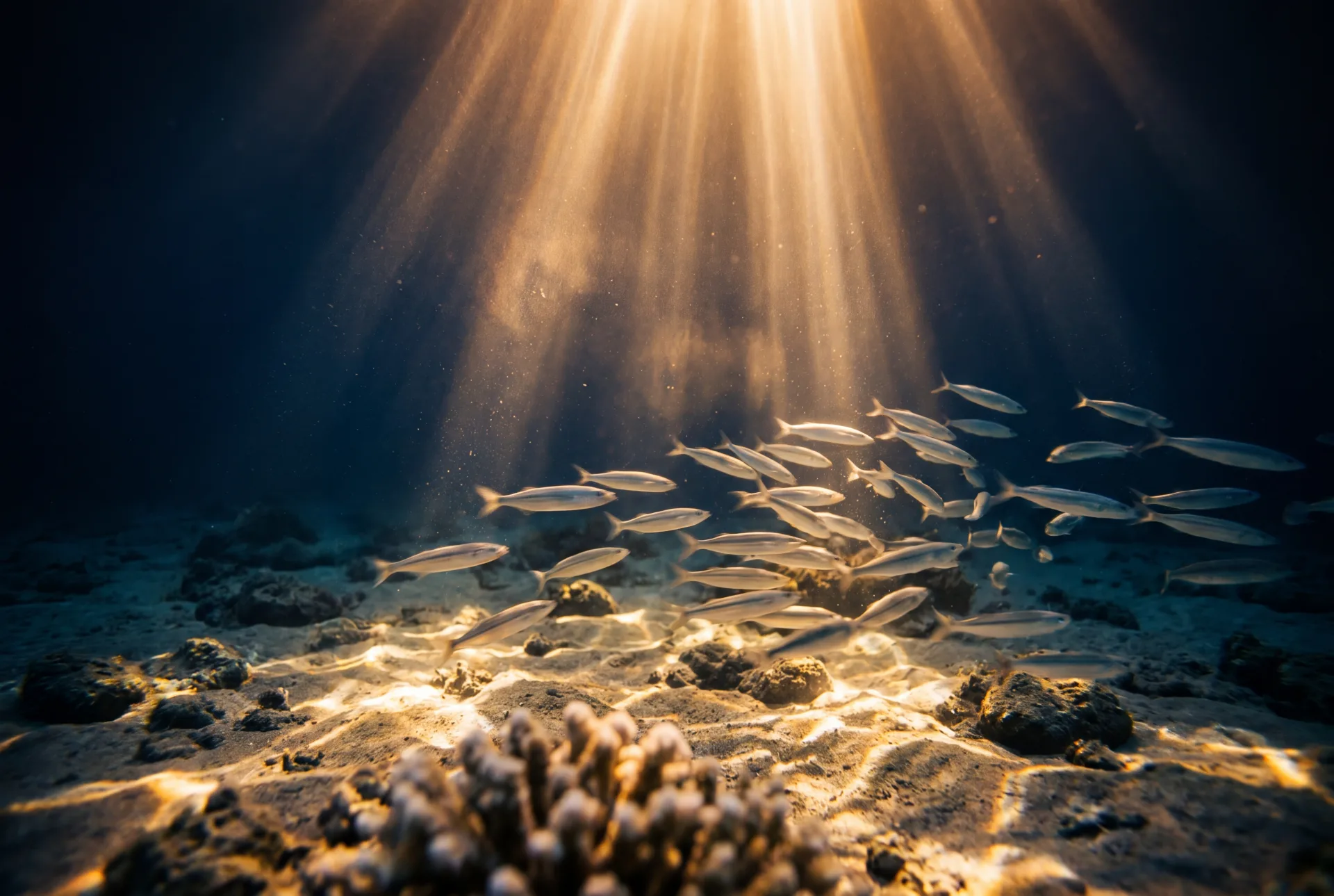 Unterwasser Dämmerzone mit Lichtstrahlen